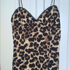 Black Leopard slit dress